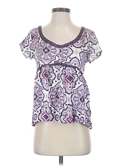Pre-owned Odd Molly Short Sleeve Top Purple Sweetheart Neckline Tops