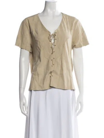Pre-owned Odd Molly Suede V-neck Top In Neutrals