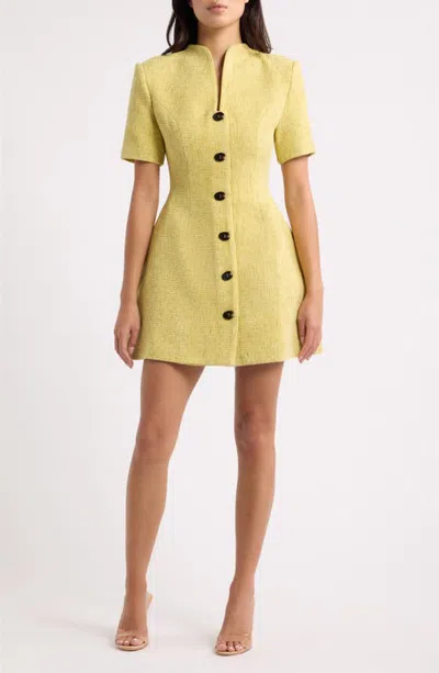 Odd Muse Bouclé Fit & Flare Minidress In Chartreuse