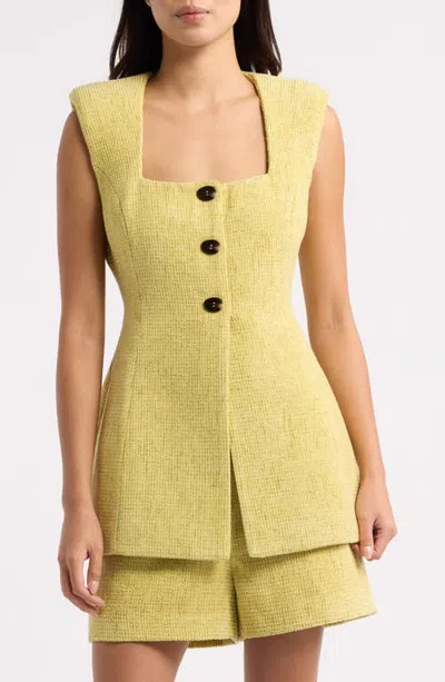 Odd Muse Bouclè Sleeveless Top In Yellow