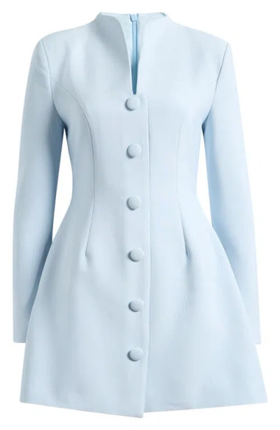 Odd Muse Button Down Long Sleeve Minidress In Powder Blue