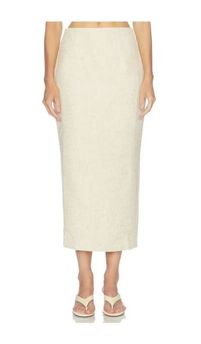 Odd Muse Cotton Mix Tweed Midi Skirt In Neutral