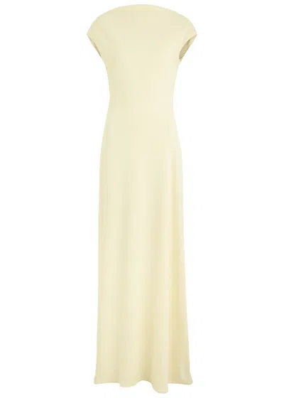 Odd Muse Drape Back Twill Maxi Dress In Yellow