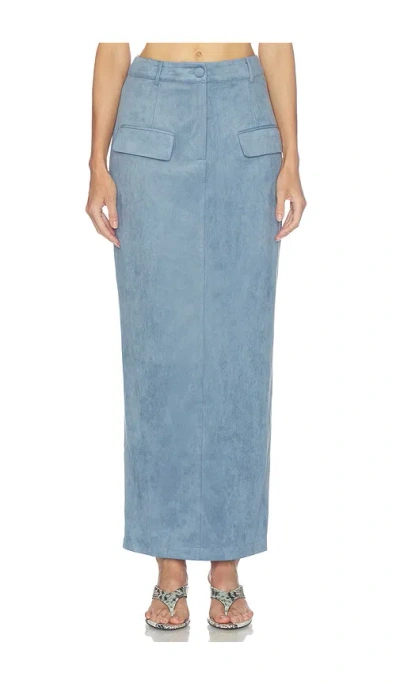 Odd Muse Faux Suede Maxi Skirt In Blue