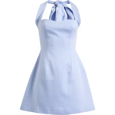 Odd Muse Halter Cotton Twill Minidress In Blue