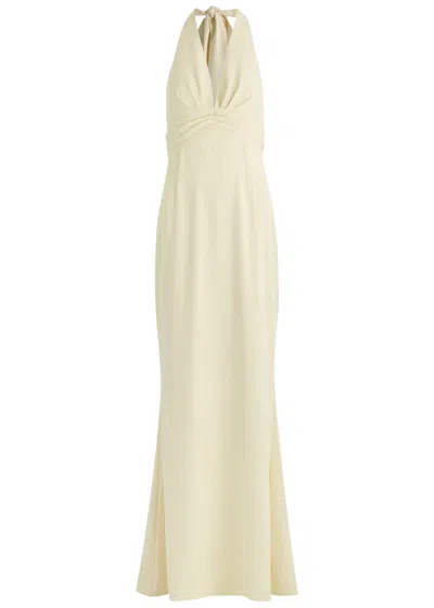 Odd Muse Halterneck Twill Maxi Dress In Yellow