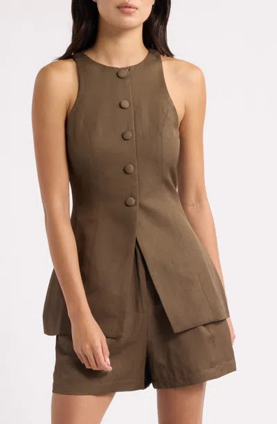 Odd Muse Long Vest In Brown