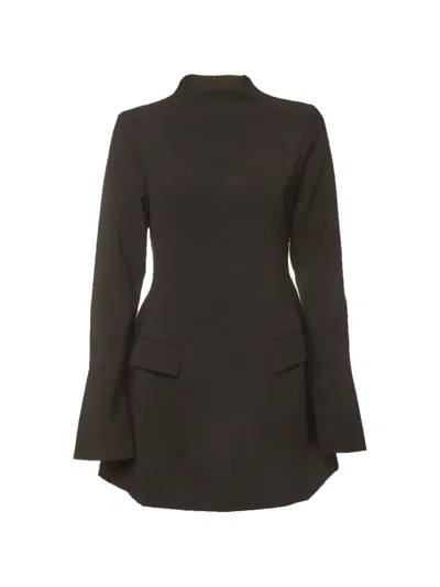 Pre-owned Odd Muse Long-sleeve Crepe Dress In Black