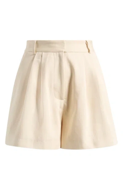 Odd Muse Pleated High Waist Shorts In White