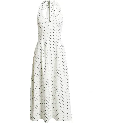 Odd Muse Polka Dot Halter Neck Midi Dress In White