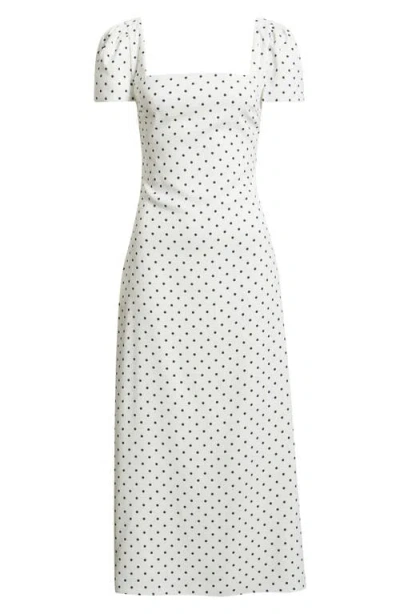 Odd Muse Polka Dot Square Neck Midi Slip Dress In White
