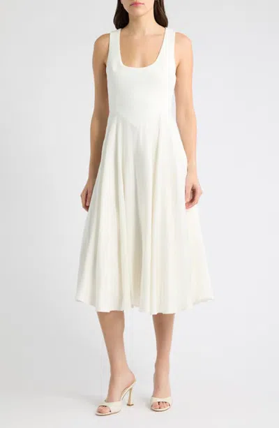 Odd Muse Scoop Neck Midi Dress In White