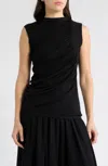 Odd Muse Semisheer Ruched Top In Black