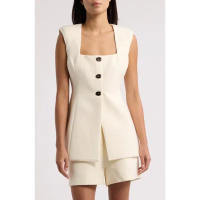 Odd Muse Square Neck Long Vest In Neutral