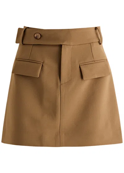 Odd Muse The Ultimate Muse Striped Brushed-knit Mini Skirt In Olive