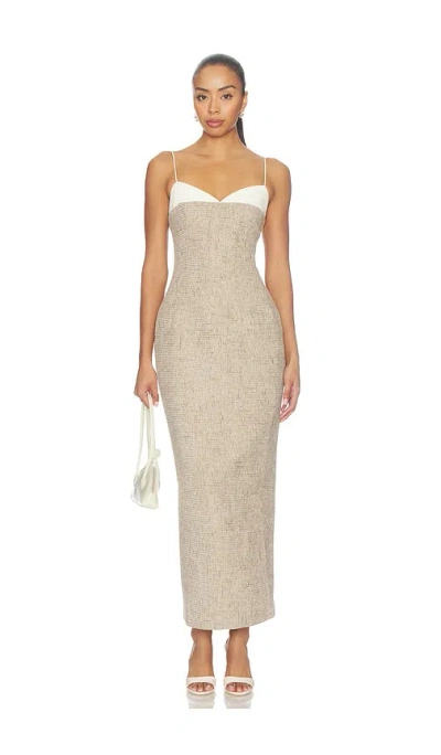 Odd Muse Tweed Contrast Detail Midi Dress In Multi