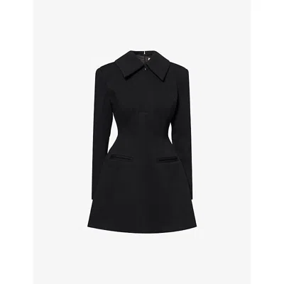 Odd Muse Womens Black Quarter-zip Collared Cotton-blend Mini Dress Xs