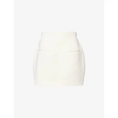 Odd Muse Womens Cream Structured High-rise Cotton-blend Mini Skirt Xs In Multi