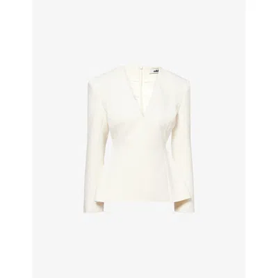 Odd Muse Womens Cream Structured Long-sleeve Cotton-blend Top Xs In Multi