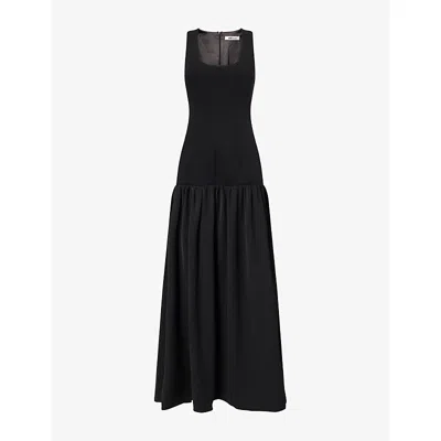 Odd Muse Womens Dropped Waist Cotton-jersey Maxi Dress Black