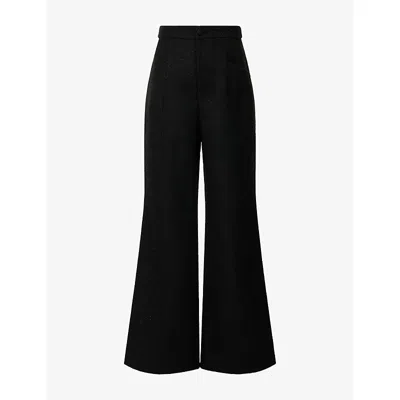Odd Muse Womens Flared Metallic-tweed Trousers Black In Multi