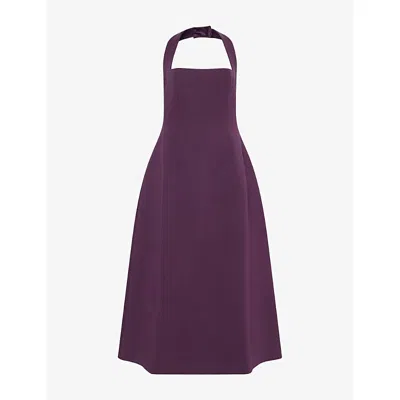 Odd Muse Womens Halter Skater-flare Jersey Midi Dress Plum Xl In Purple