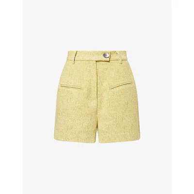 Odd Muse Womens High-waist Tailored Bouclé Shorts Chartreuse Xs