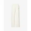 Odd Muse Womens Ecru Brand-embroidery Wide-leg Cotton-jersey Jogging Bottoms