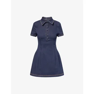 Odd Muse Womens Blue Collared Denim Mini Dress