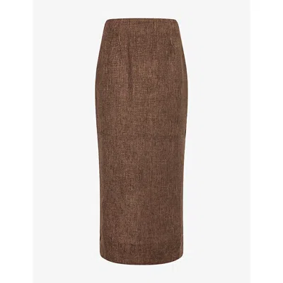 Odd Muse Womens  Tweed Woven Midi Skirt In Brown