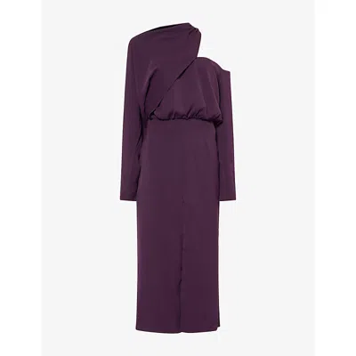 Odd Muse Womens One-shoulder Satin Midi Dress Plum In Multi
