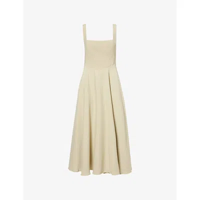 Odd Muse Womens Sage Square-neck Woven Midi Dress Xs In Neutral