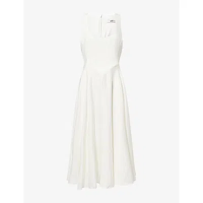 Odd Muse Womens Scoop-neck Cinched Woven Midi Dress Ecru Xs