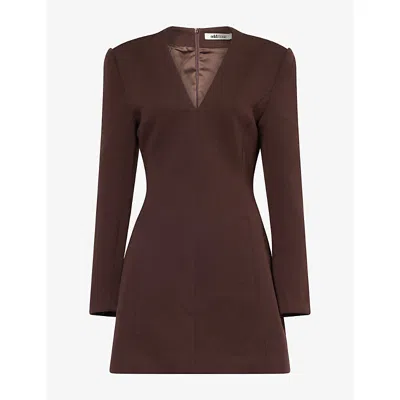 Odd Muse Womens V-neck Woven Mini Dress Brown