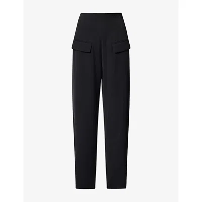 Odd Muse Womens Waisted Wide-leg Woven Trousers Black