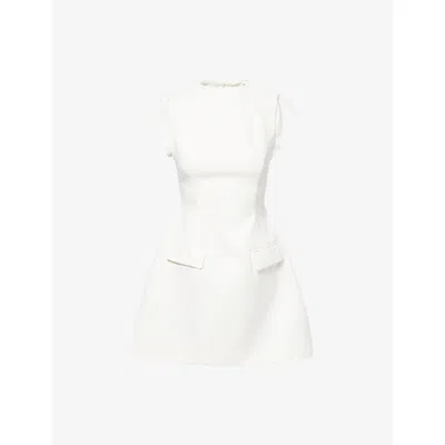 Odd Muse Womens White High-neck Cap-sleeve Woven Mini Dress