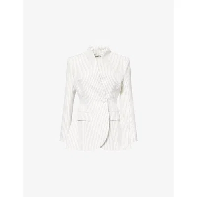 Odd Muse Womens  Tailored Pinstripe Woven Blazer In White