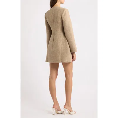 Odd Muse Wool Blend Herringbone Minidress In Neutral