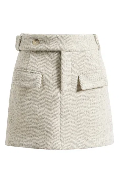 Odd Muse Wool Blend Tweed Miniskirt In White