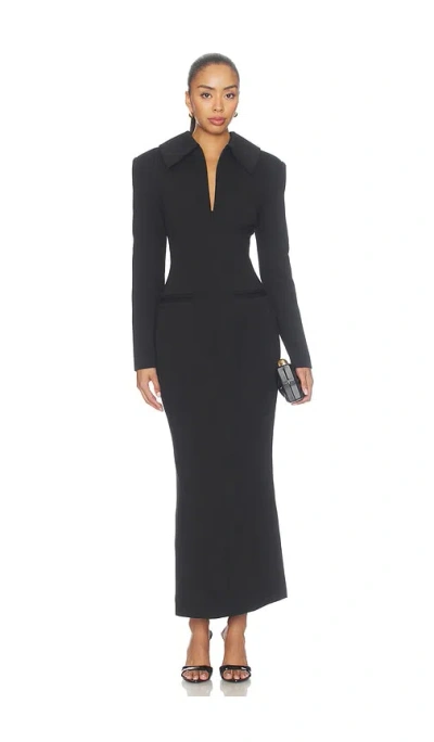 Odd Muse Zip Detail Midi Dress In Black