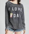 Odd People I Love 'fry'day Long Sleeve Tee Shirt In Black In Black