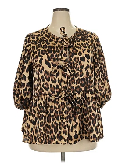 Pre-owned Oddi 3/4 Sleeve Blouse In Brown