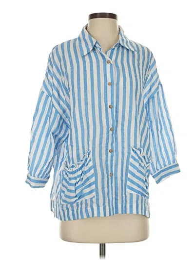 Pre-owned Oddi 3/4 Sleeve Button Down Shirt In Blue