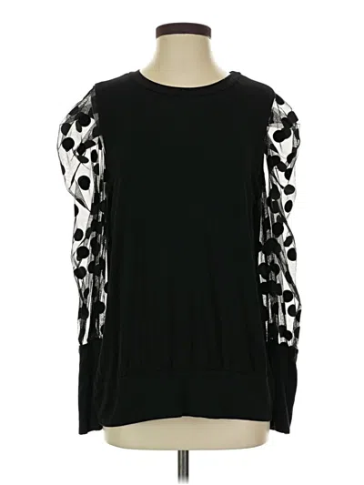 Pre-owned Oddi 3/4 Sleeve Top Black Crew Neck Tops