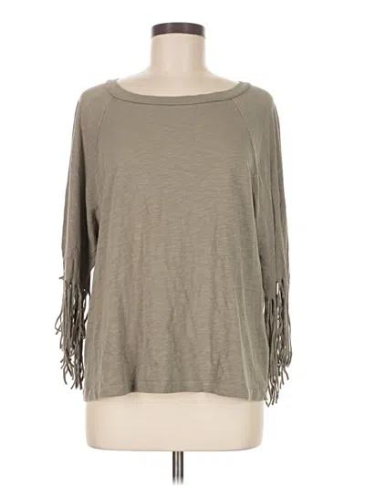 Pre-owned Oddi 3/4 Sleeve Top Gray Boatneck Tops