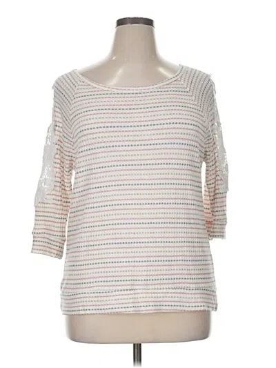 Pre-owned Oddi 3/4 Sleeve Top Ivory Boatneck Tops In White