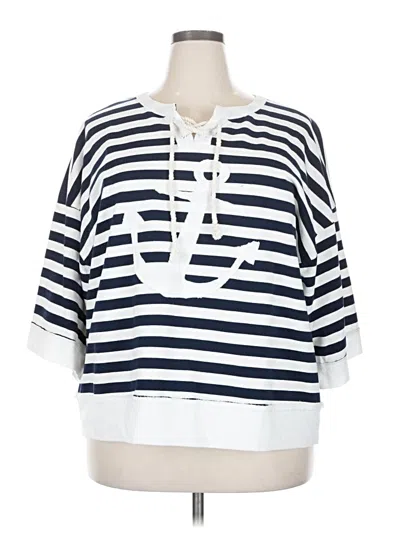 Pre-owned Oddi 3/4 Sleeve Top White Collared Neckline Tops