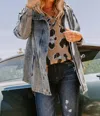 Oddi Curvy Washed Denim Utilitarian Jacket
