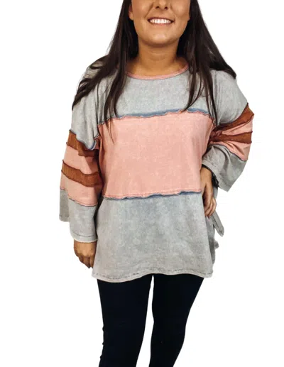 Oddi Denim Top In Multi In Pink