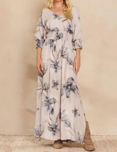 Oddi Floral Maxi Dress In Grey